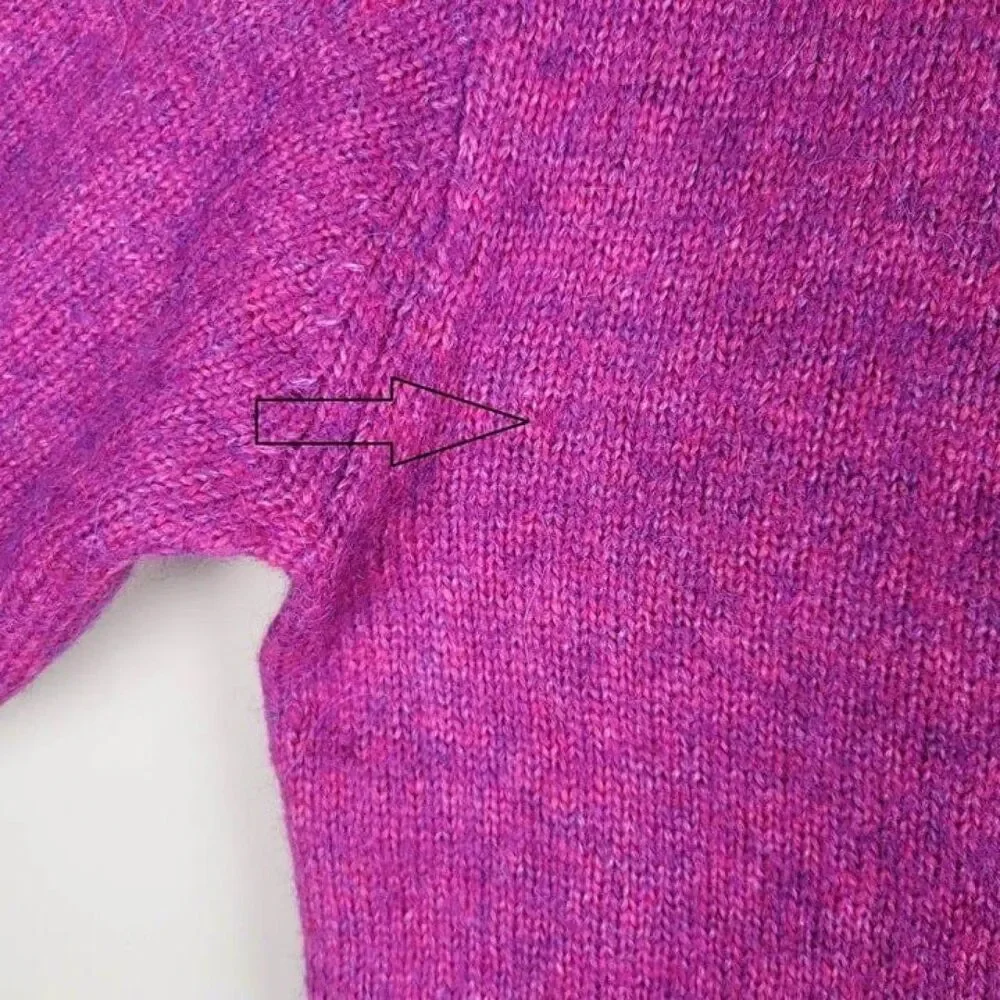 J. Crew Size S Relaxed Saddle Sleeve Crewneck Sweater Merino Alpaca Fuchsia